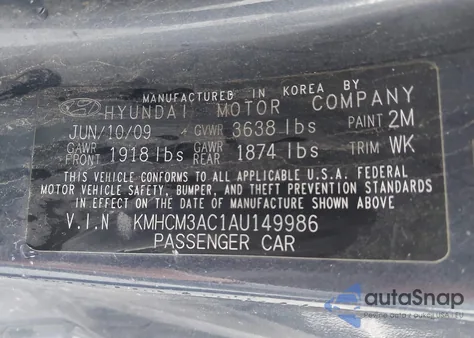 2010 Hyundai Accent Gs z USA, uszkodzony, nr VIN KMHCM3AC1AU149986